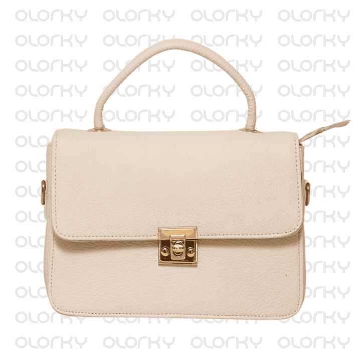 Off White Leather Hand Bag