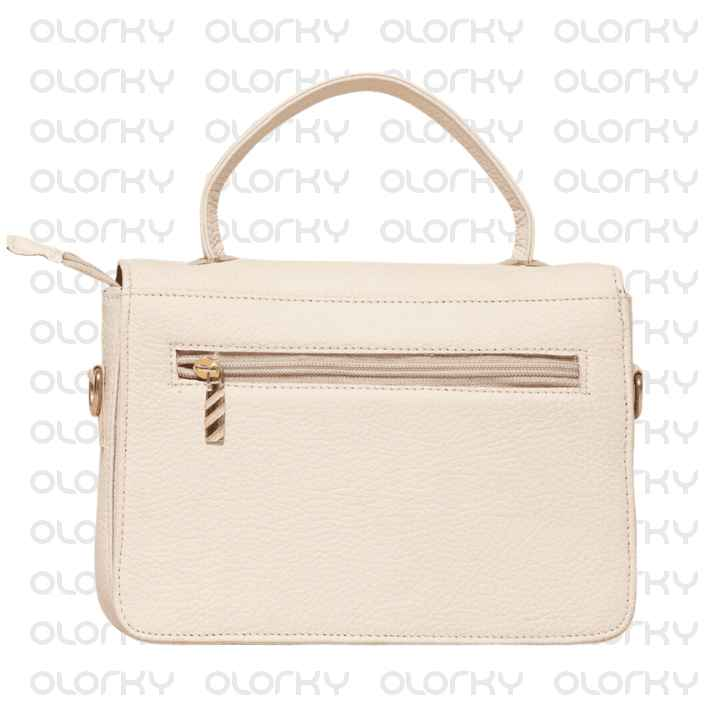 Off White Leather Hand Bag