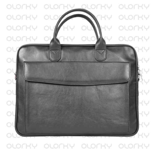 Alpine Leather Laptop Bag - Black