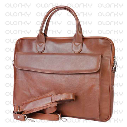 Alpine Leather Laptop Bag - Tan