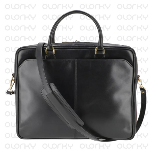 Monarch Leather Laptop Bag - Black