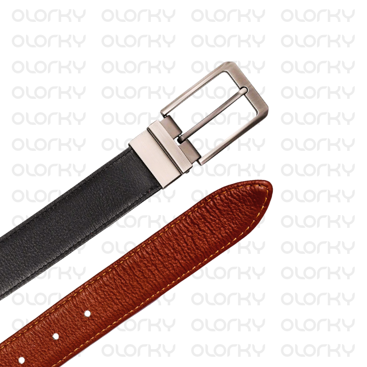 2 in 1 Reversible Leather Belt - Black + Tan