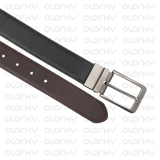 2-in-1 Reversible Leather Belt - Black + Brown