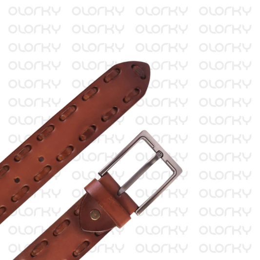 Hand-woven Leather Belt - Tan