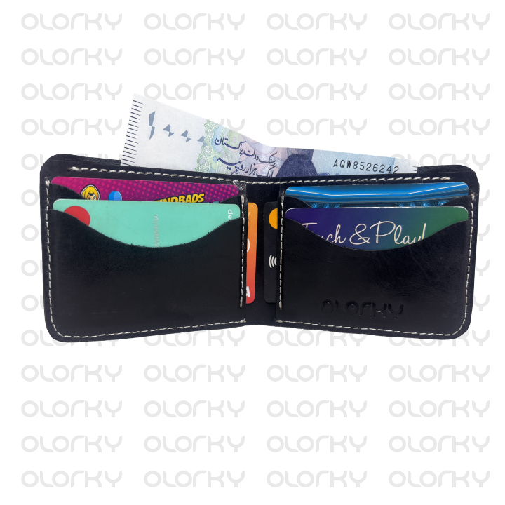 The Foldinator - Bifold Leather Wallet - Black