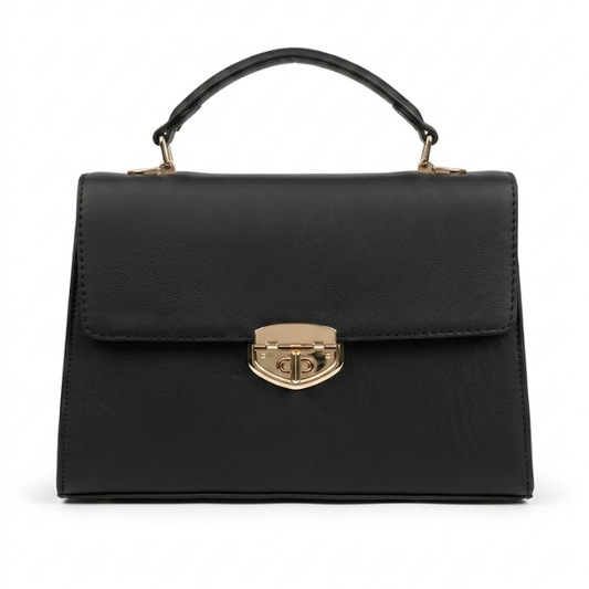 Eva - Black Leather Hand Bag