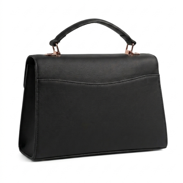 Eva - Black Leather Hand Bag