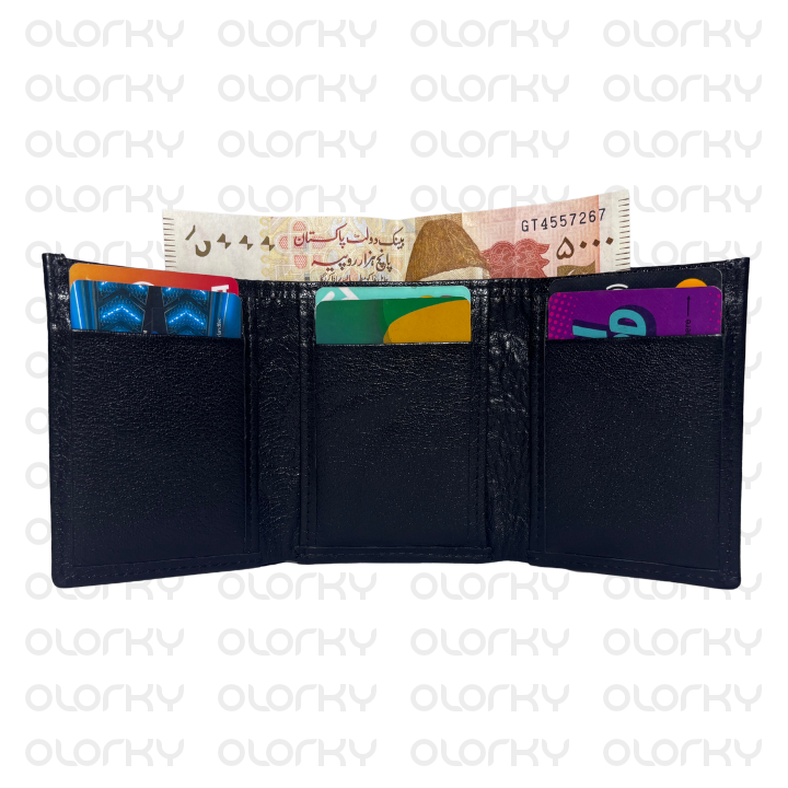 Trinity - Trifold Leather Wallet (Black)