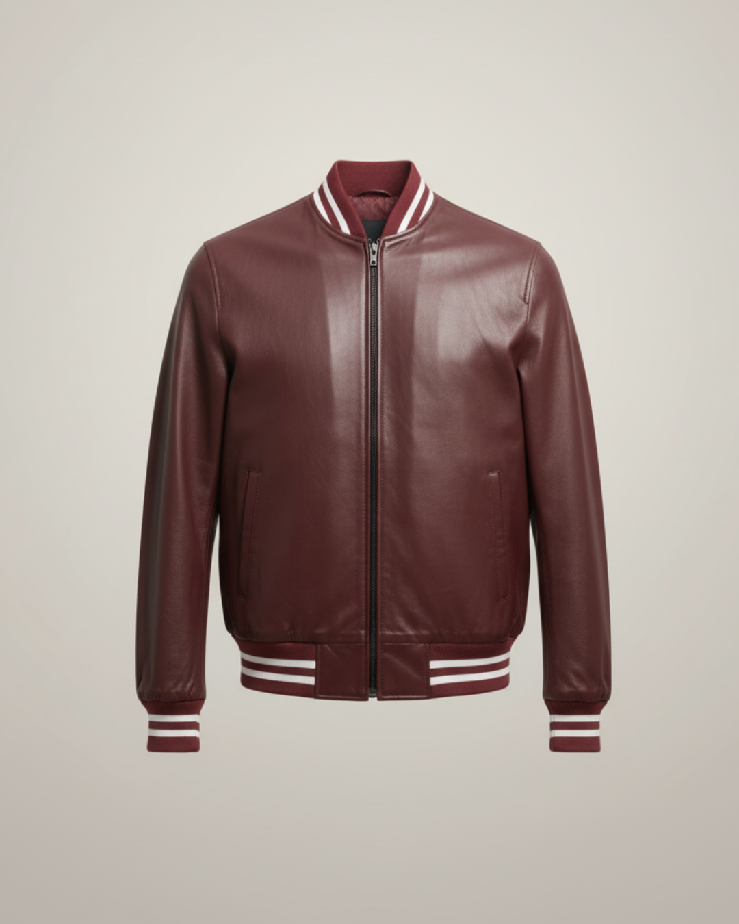 Bomber - (Burgundy) Sheep Leather Jacket