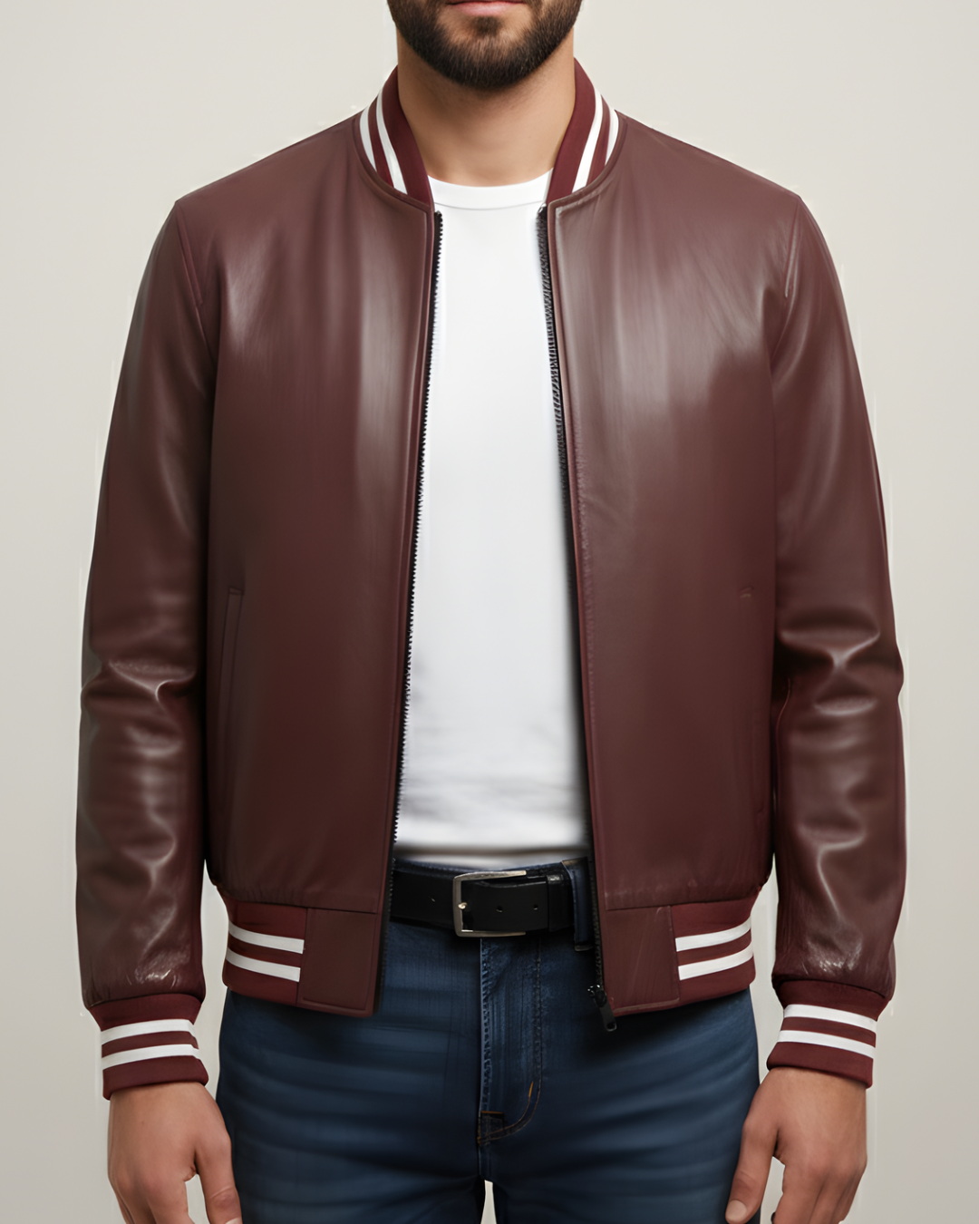 Bomber - (Burgundy) Sheep Leather Jacket