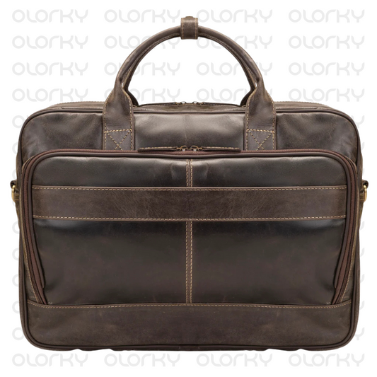 The Diplomat - Brown Leather Laptop Bag