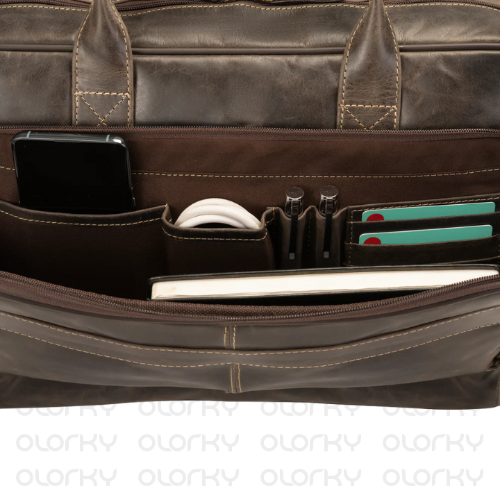The Diplomat - Brown Leather Laptop Bag