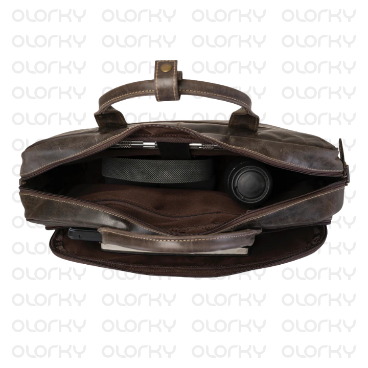The Diplomat - Brown Leather Laptop Bag