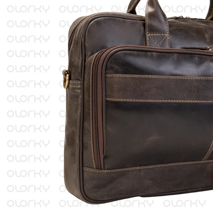 The Diplomat - Brown Leather Laptop Bag