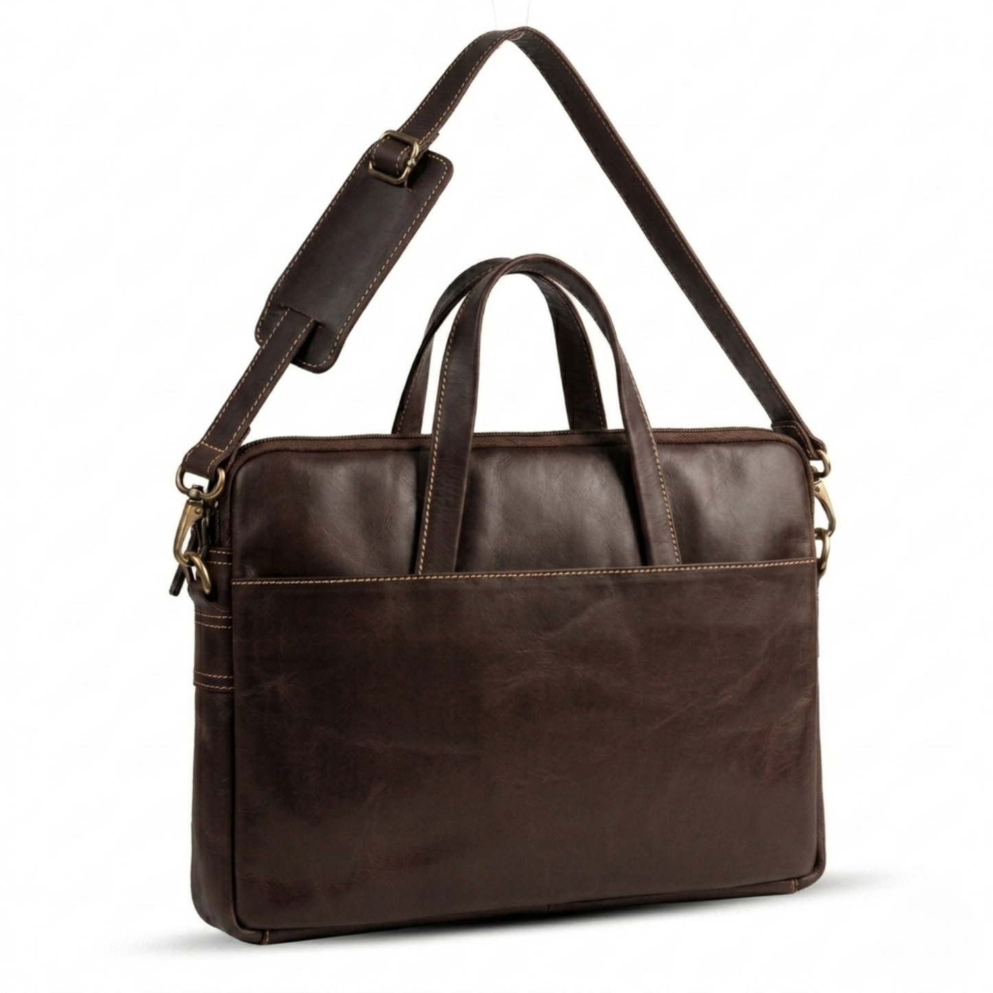 Analyst (Brown) - Slim Leather Laptop Bag
