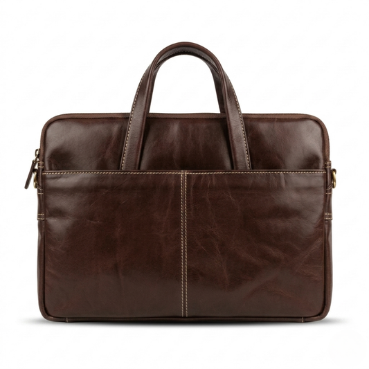 Analyst (Brown) - Slim Leather Laptop Bag