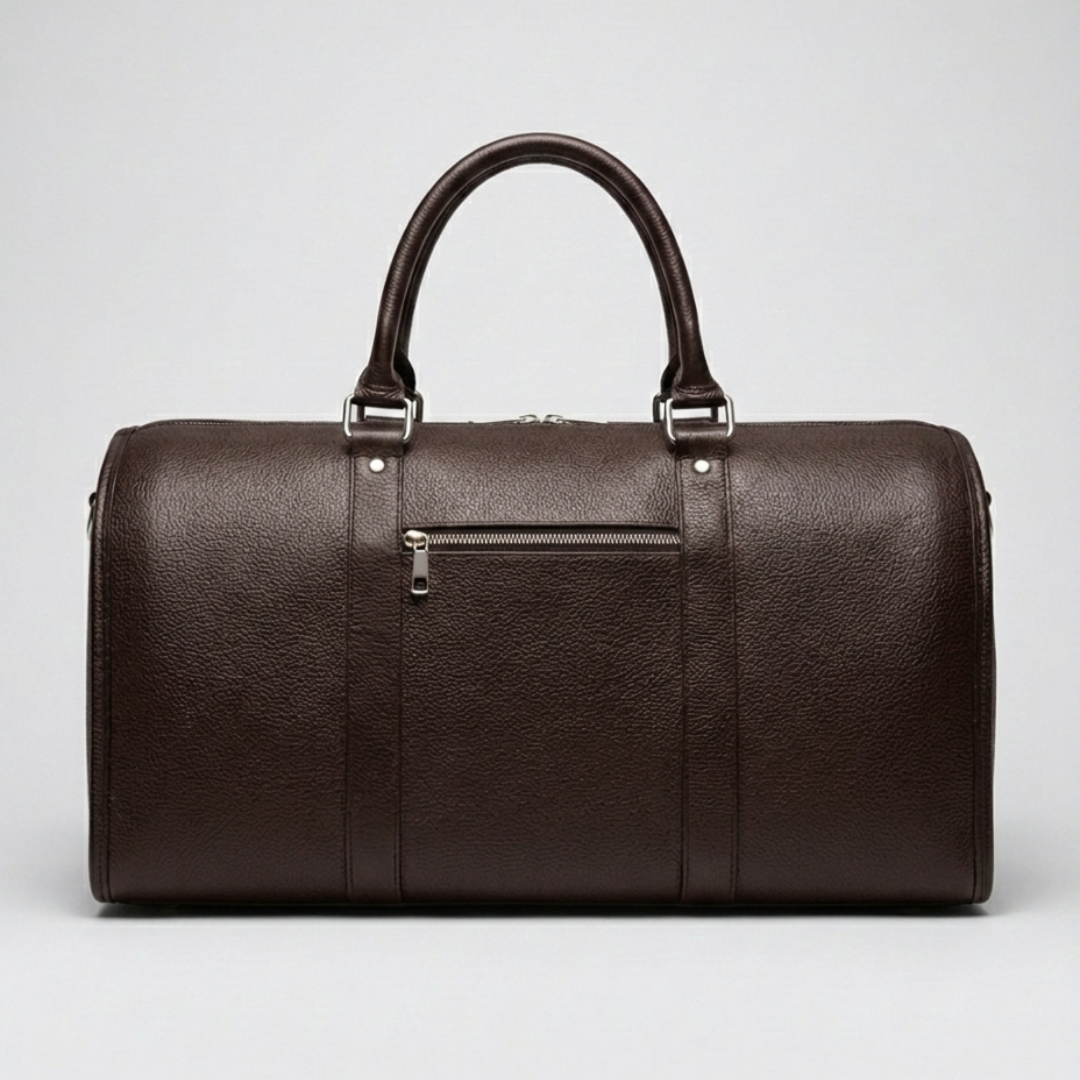 Brown Leather Travel Duffle Bag