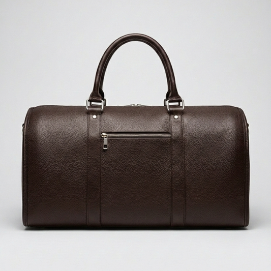Brown Leather Travel Duffle Bag