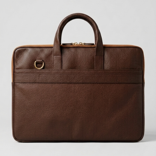 The Innovator Slim Leather Laptop Bag - Dark Brown