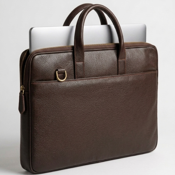 The Innovator Slim Leather Laptop Bag - Dark Brown