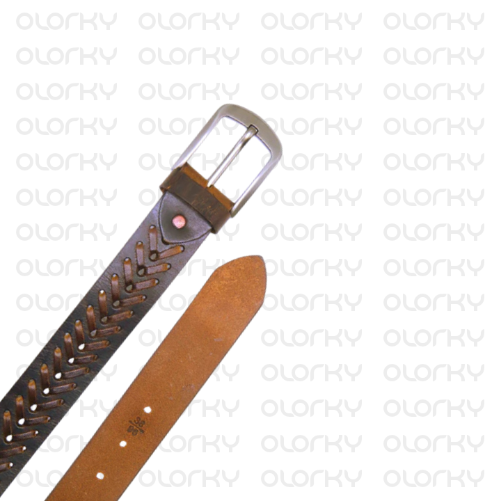 Hand-woven Leather Belt - Brown