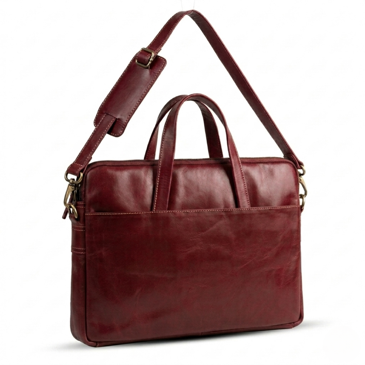 Analyst (Burgundy) - Slim Leather Laptop Bag