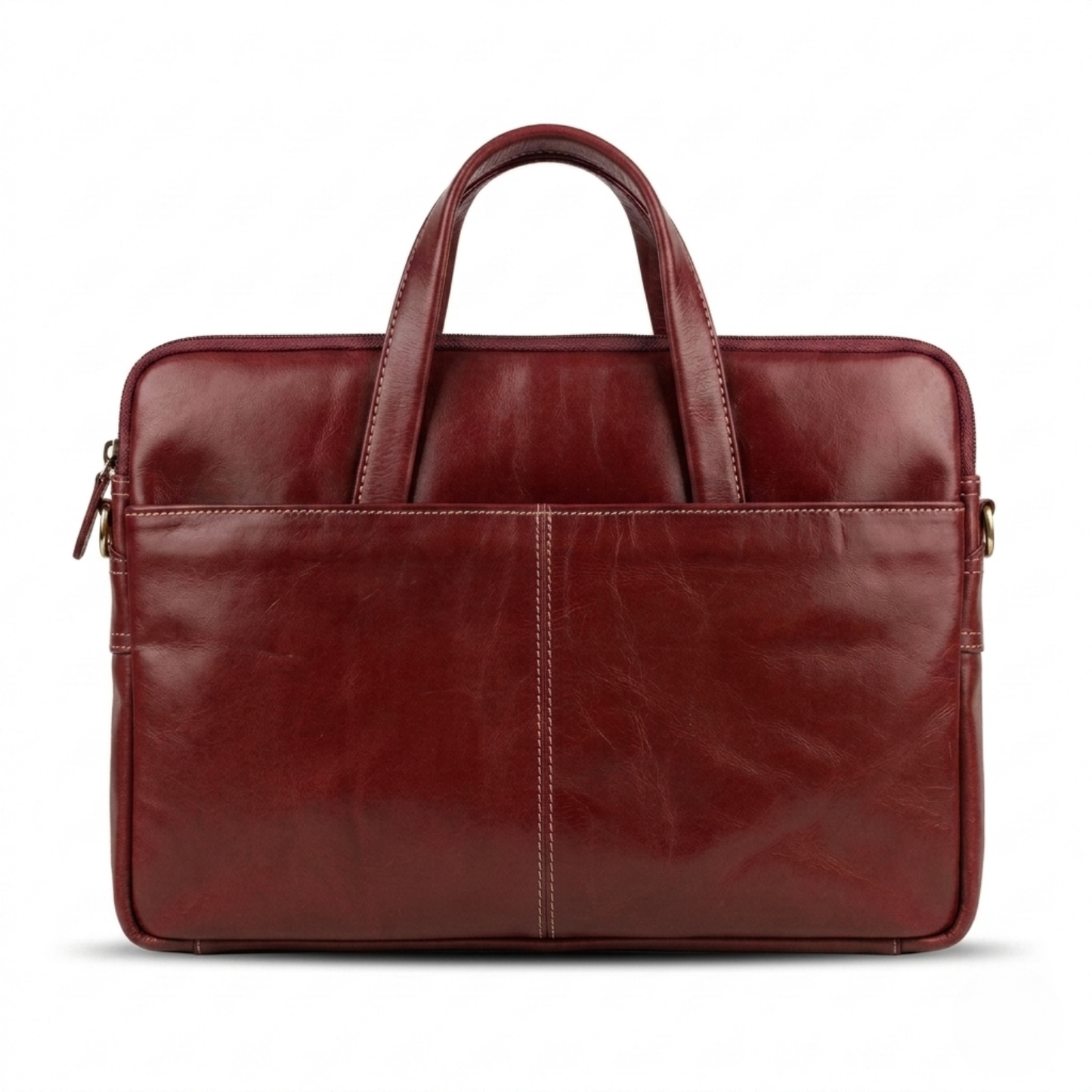 Analyst (Burgundy) - Slim Leather Laptop Bag