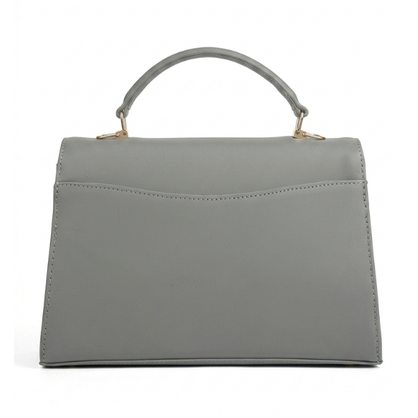 Eva - Grey Leather Hand Bag