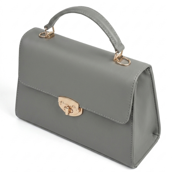 Eva - Grey Leather Hand Bag
