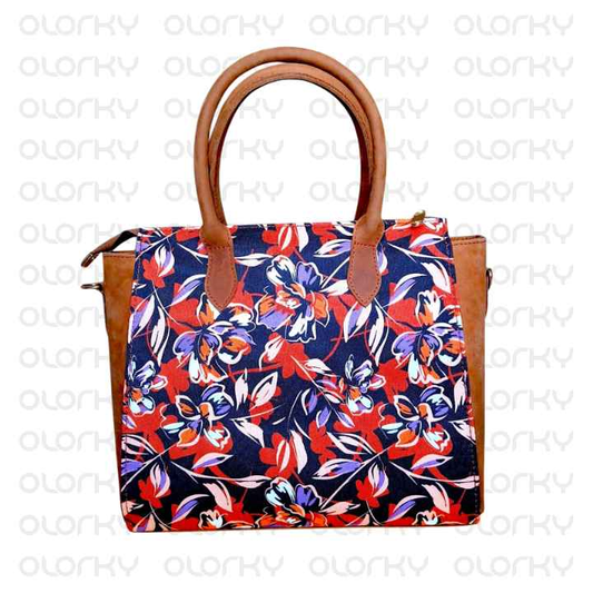 Designer Canvas and Leather Tote Bag