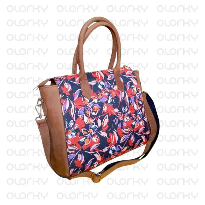 Designer Canvas and Leather Tote Bag