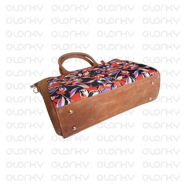 Designer Canvas and Leather Tote Bag