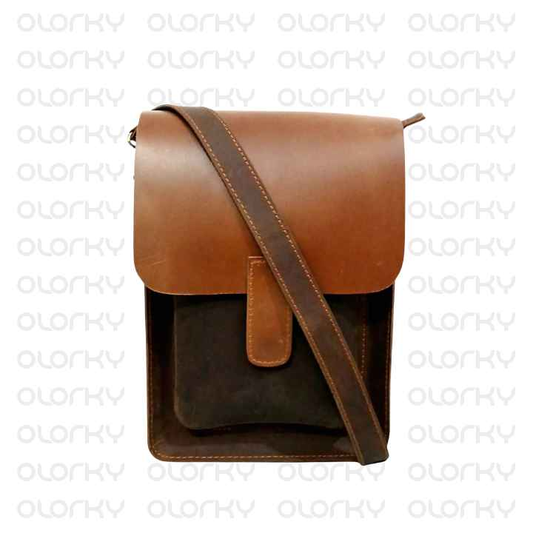 Vintage Leather Crossbody Bag - Brown/Tan