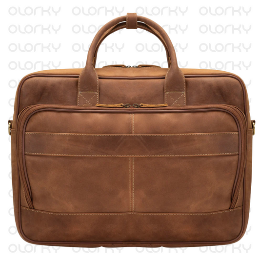 The Diplomat - Tan Leather Laptop Bag