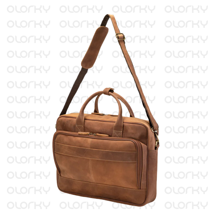 The Diplomat - Tan Leather Laptop Bag