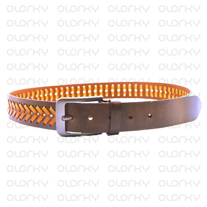 Hand-woven Leather Belt - Brown + Tan