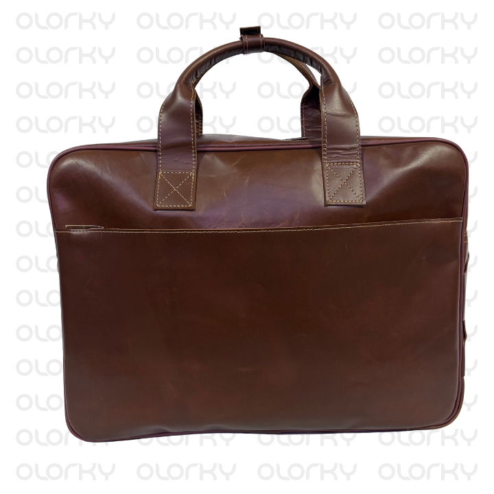 Vintage Leather Laptop Carry - Brown