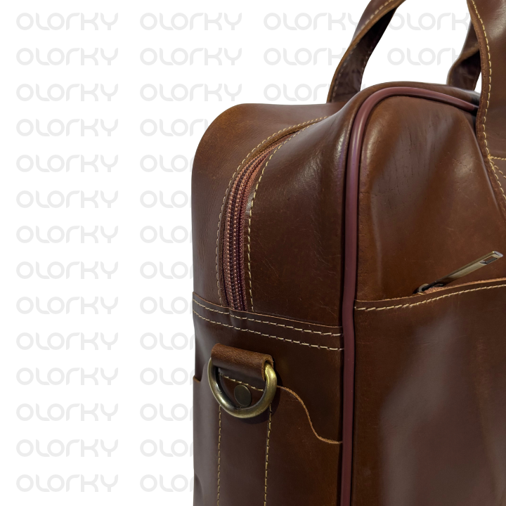 Vintage Leather Laptop Carry - Brown