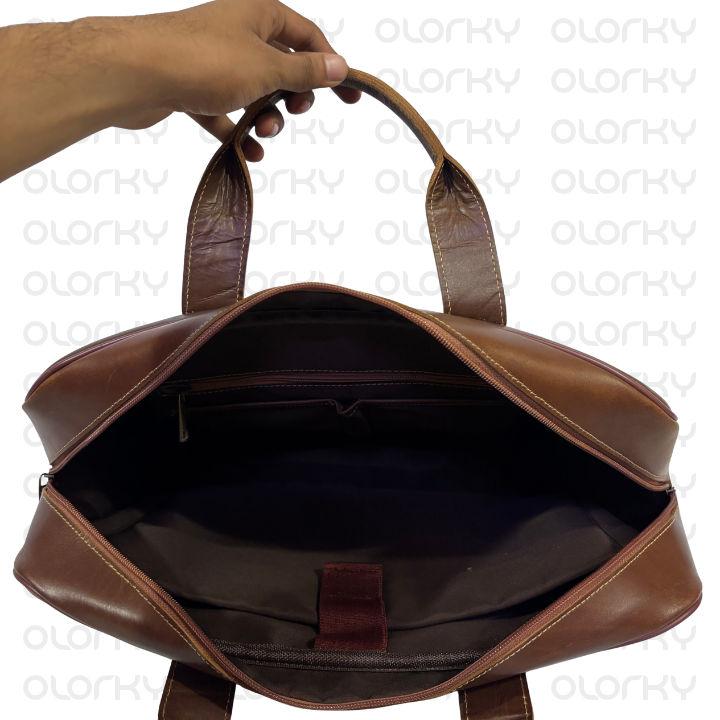 Vintage Leather Laptop Carry - Brown