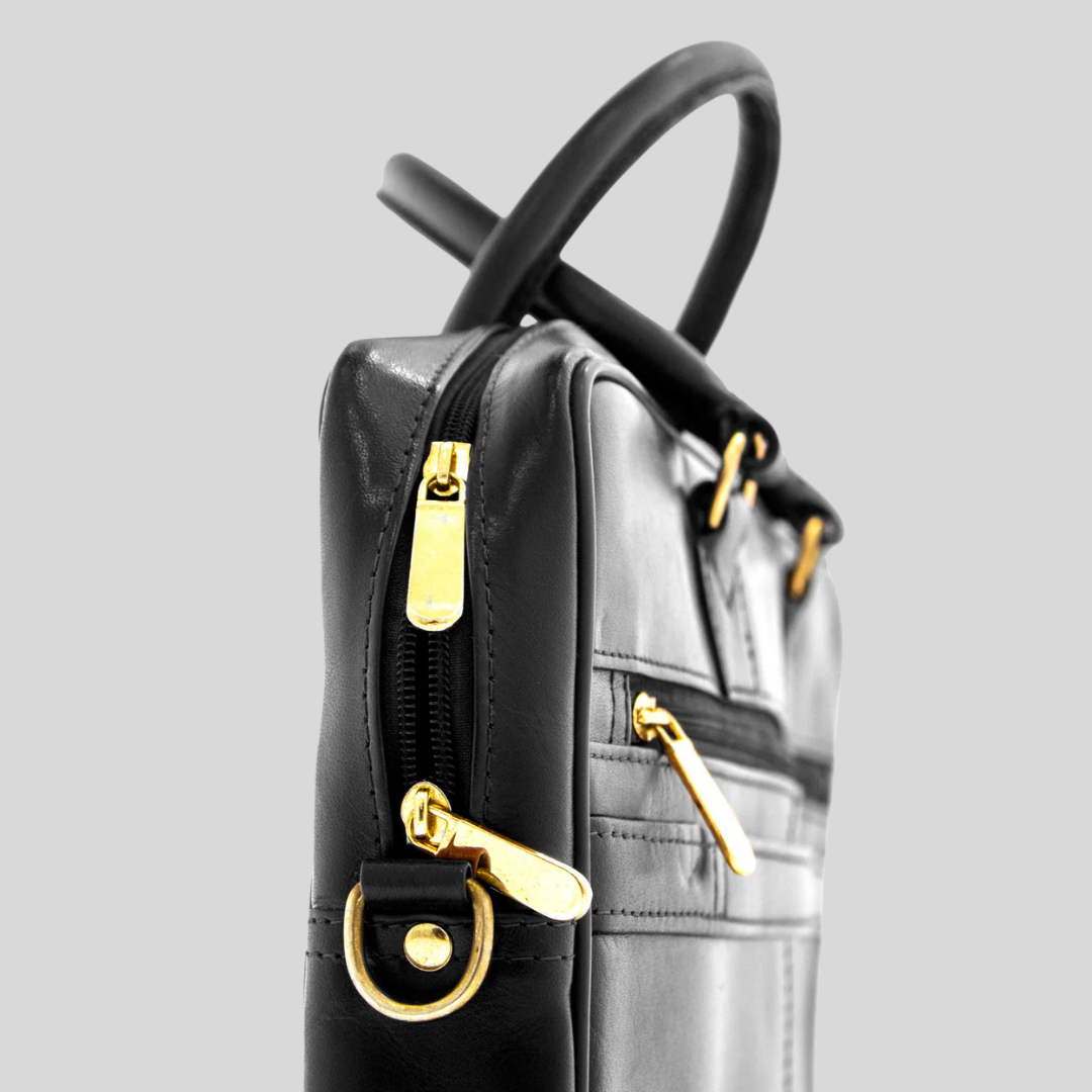 Monarch Leather Laptop Bag - Black