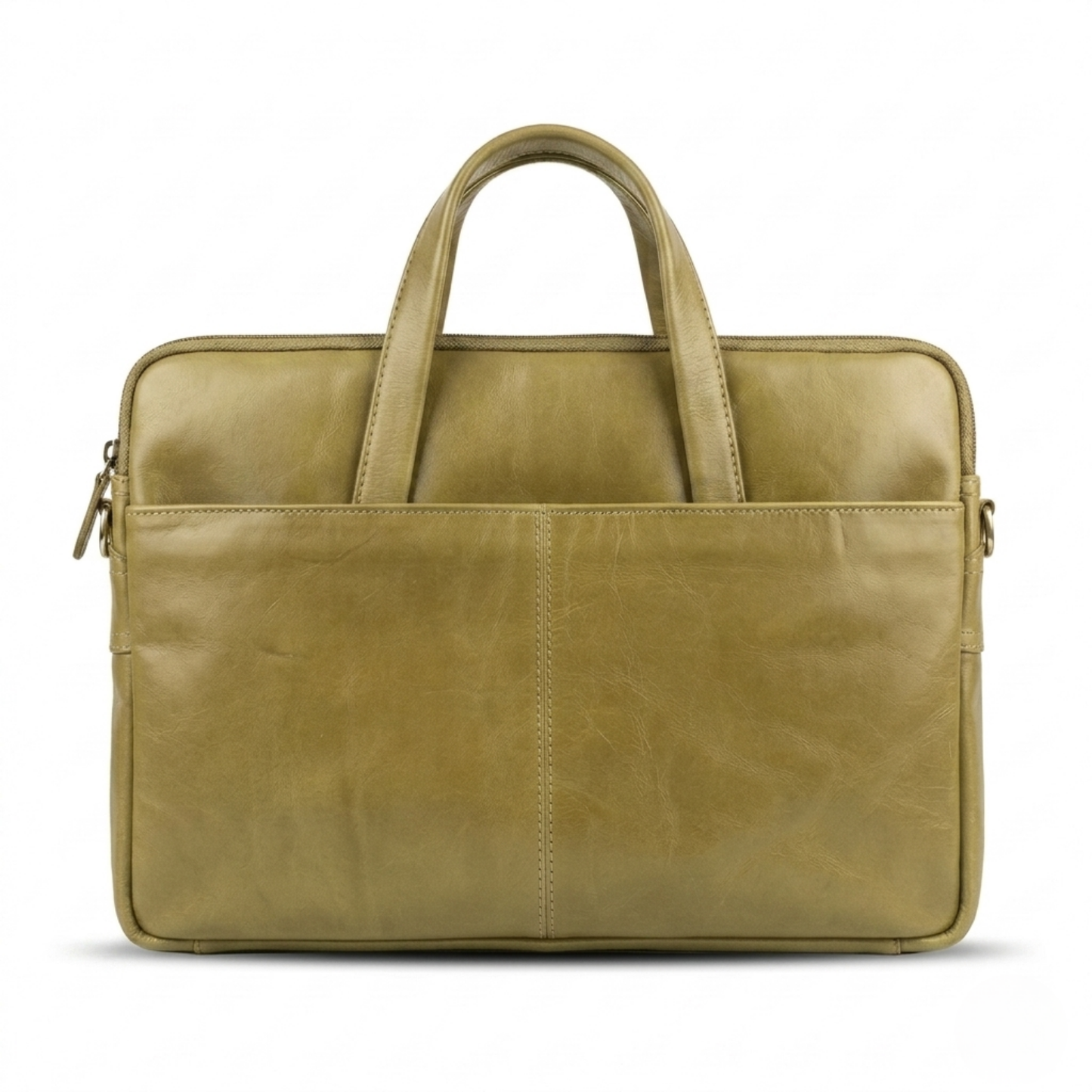 Analyst (Olive) - Slim Leather Laptop Bag