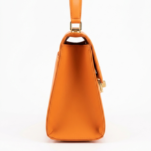 Eva - Orange Leather Hand Bag