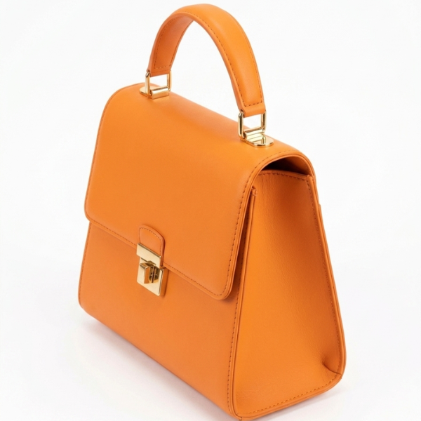 Eva - Orange Leather Hand Bag