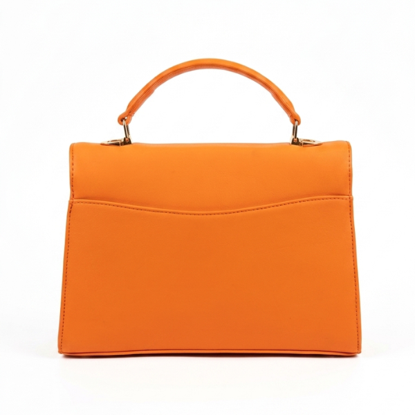 Eva - Orange Leather Hand Bag