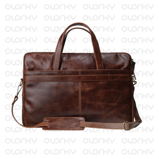 Analyst - Slim Dark Brown Leather Laptop Bag