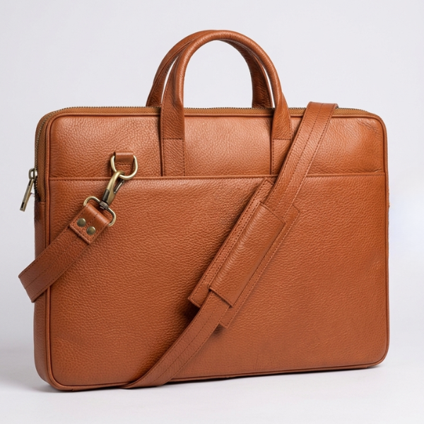 The Innovator Slim Leather Laptop Bag - TAN