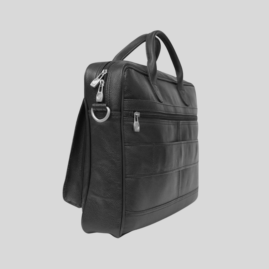 Tanner - Leather Laptop Bag - Black
