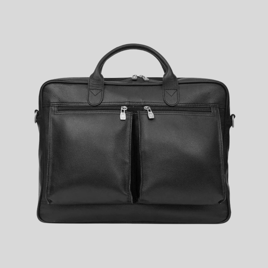 Tanner - Leather Laptop Bag - Black