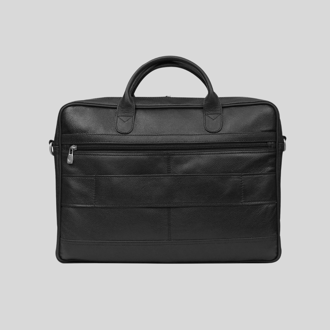 Tanner - Leather Laptop Bag - Black