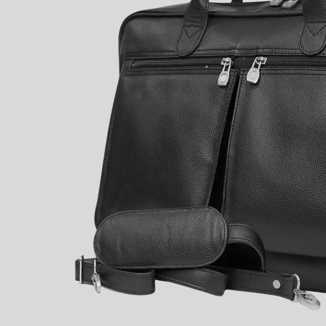 Tanner - Leather Laptop Bag - Black